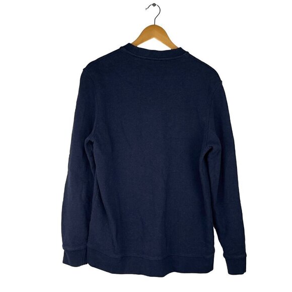 TED BAKER WELLOE Round Neck Chest Logo Cotton Navy Blue Varsity Sweatshirt Sz M - Picture 9 of 16